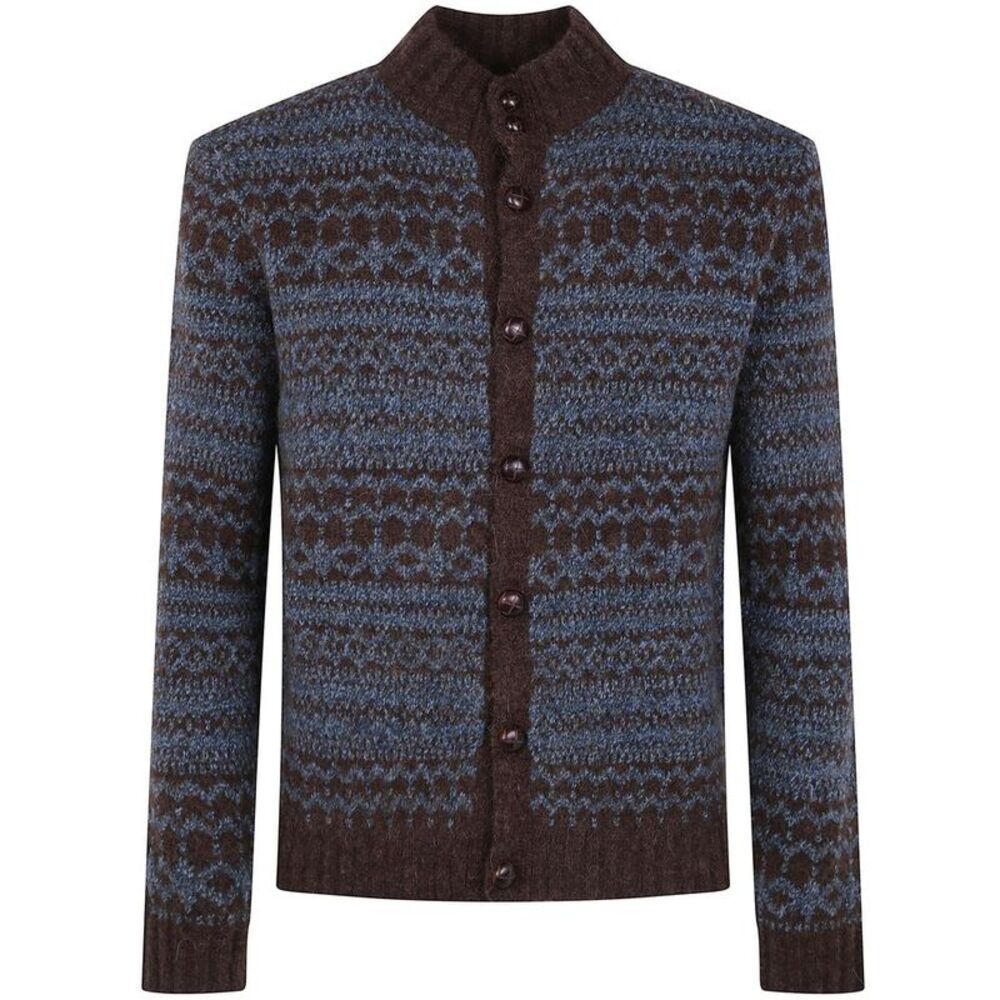 BALLANTYNE Men's Fair Isle Knit Cardigan Men BROWN Sweaters & Cardigans